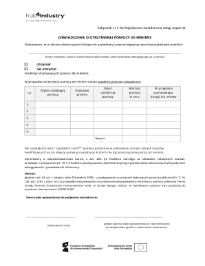 Oświadczenie o Otrzymanej Pomocy De Minimis