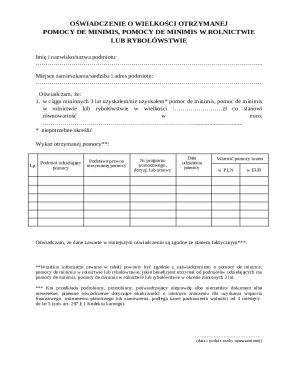 Declaration of De Minimis Aid Received