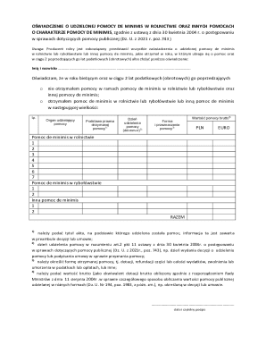 Polish Agricultural De Minimis Aid Declaration