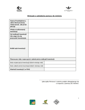 Poland De Minimis Aid Application Form
