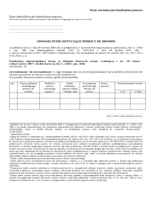 Poland De Minimis Aid Beneficiary Declaration