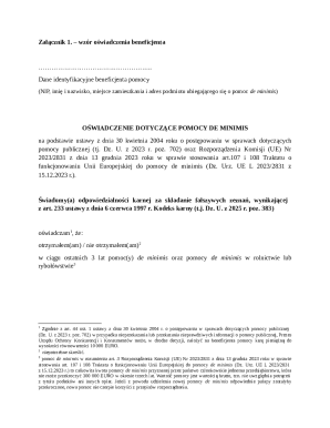 EU De Minimis Aid Declaration Form