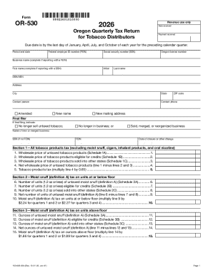 Oregon Quarterly Tobacco Tax Return