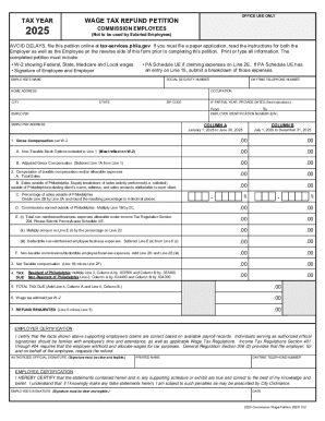2025 Philadelphia Commission Employee Wage Tax Refund Petition