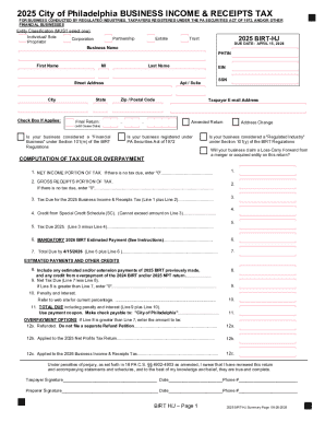 2025 Philadelphia Business Income & Receipts Tax Form
