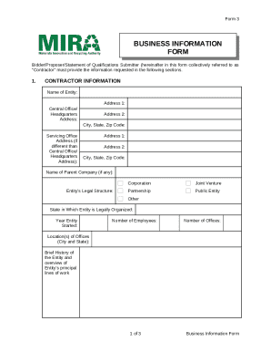 Form 3 Business Information Form