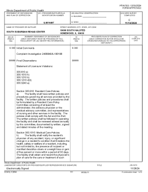 Illinois Statement of Deficiencies Form 6899