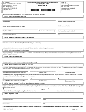 Texas Retail Manufactured Housing Inventory Declaration