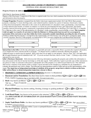 Iowa Seller Property Disclosure Form