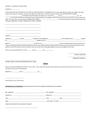 Affidavit Issuance of a Bad Check