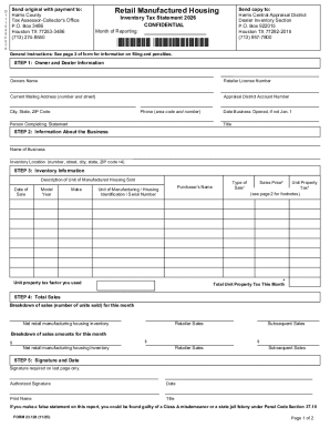 Texas Dealer's Manufactured Housing Inventory Tax Statement