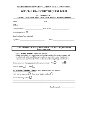 George Mason University Transcript Request Form