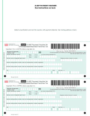 DC D-30P Payment Voucher for Unincorporated Business Franchise Tax