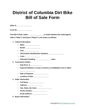 Car Order &amp; Bill of Sale Sample Detailsdlcp - DC.gov