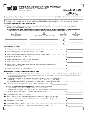 North Dakota Qualified Endowment Fund Tax Credit Form