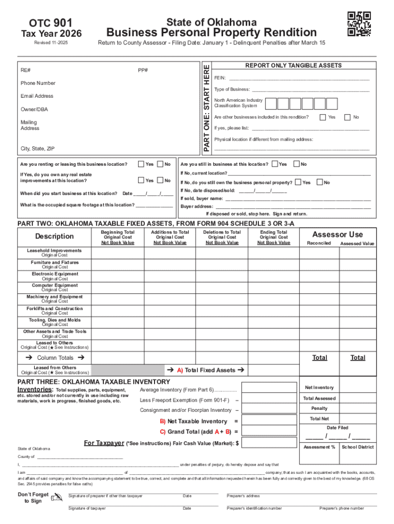 2025 Form OK OTC 901 Fill Online, Printable, Fillable, Blank Preview on Page 1