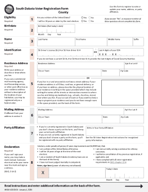 South Dakota Voter Registration Form - DRAFT