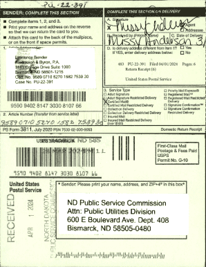 USPS Domestic Return Receipt Form