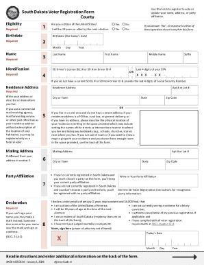 South Dakota Voter Registration Form