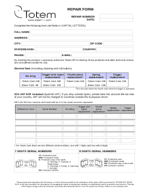 Totem Cam Repair Form