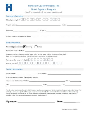 Hennepin County Property Tax Direct Payment Form