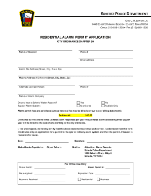 Residential Alarm Permit Application