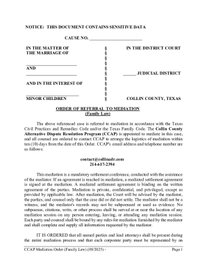 Texas Family Law Mediation Order