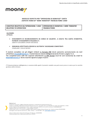 Mooney Wire Transfer Dispute Form