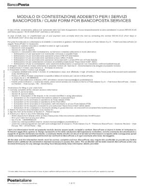 BancoPosta Dispute Form