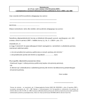 Poland Public Aid Declaration Form