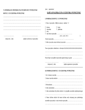 Poland Vacation Participant Qualification Form
