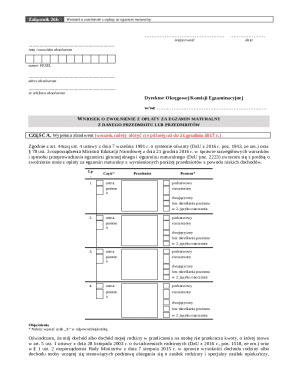 Application for Exemption from Matura Exam Fee