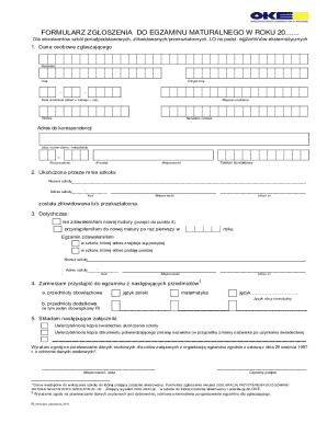 Polish Matura Exam Registration Form