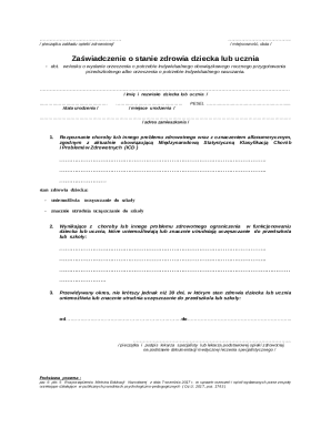 Health Certificate for School Attendance