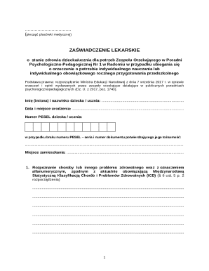 Medical Certificate for Educational Needs