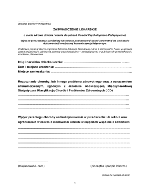 Medical Certificate for Psychological-Pedagogical Counseling