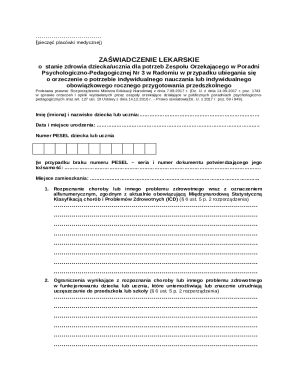 Medical Certificate for Educational Needs