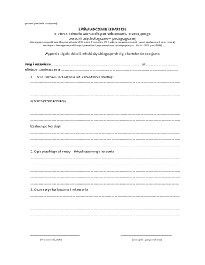 Medical Certificate for Special Education Assessment