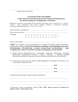 Medical Certificate for Special Education Assessment