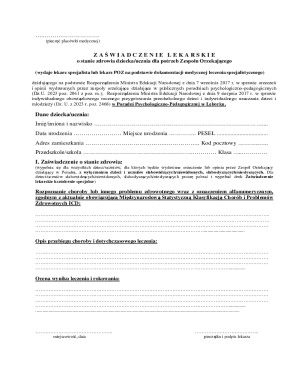 Medical Certificate for Educational Needs