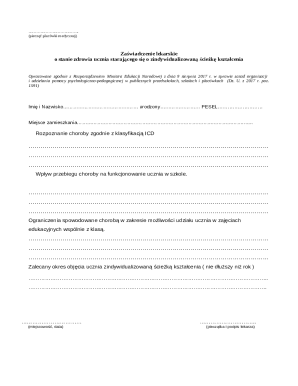 Medical Certificate for Individualized Education Path