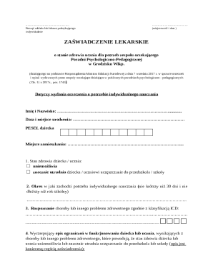 Medical Certificate for Individual Education