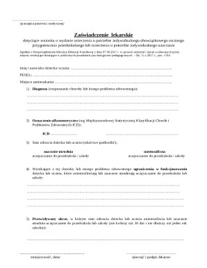 Medical Certificate for Educational Needs