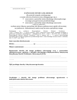 Medical Certificate for Educational Needs