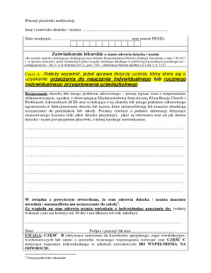 Medical Certificate for Student Health Status