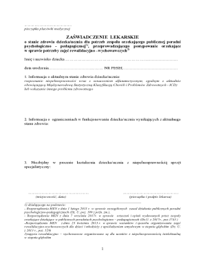 Medical Certificate for Educational Needs