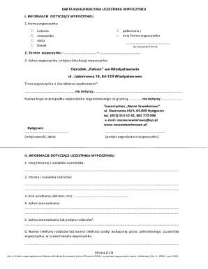 Polish Vacation Qualification Form