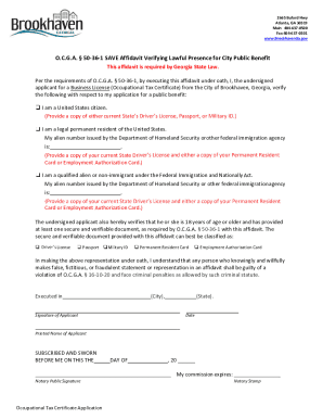 Georgia Business License Affidavit