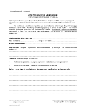 Medical Certificate for Special Education Needs
