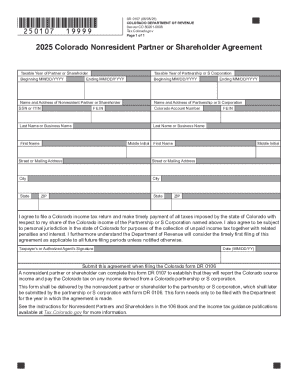 2025 Colorado Nonresident Partner or Shareholder Agreement
